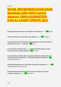 NCCER INSTRUMENTATION EXAM Questions with 100% Correct Answers 100% GUARANTEED PASS A+ LAT