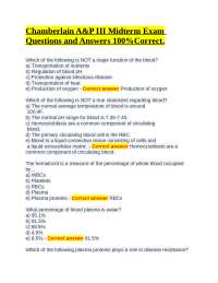 Chamberlain A&P III Midterm Exam: Questions and Answers