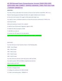 AZ-104 Renewal Exam (Comprehensive Version) EXAM 2024-2025  QUESTIONS AND CORRECT VERIFIED