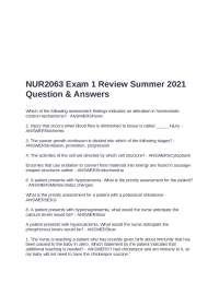 NUR2063 Exam 1 Review: Homeostasis, Immunity, and Inflammation