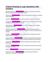 Critical Thinking & Logic: Definitions and Explanations