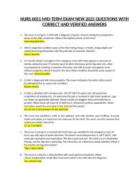 NURS 6051 Mid-Term Exam: Pediatric Nursing Questions and Answers
