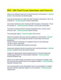 BSC 340 Final Exam Questions and Answers: Ecology and Conservation