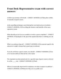 Front Desk Representative Exam: Hospitality Industry Knowledge