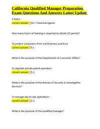 California Qualified Manager Preparation Exam Questions and Answers