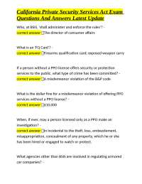 California Private Security Services Act Exam: Questions and Answers