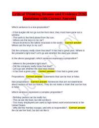 Critical Thinking, Reason, and Evidence: Exercises and Questions