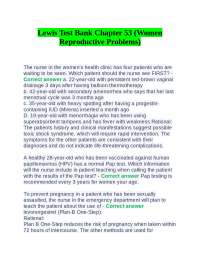 Women's Reproductive Problems: Multiple Choice Questions and Answers