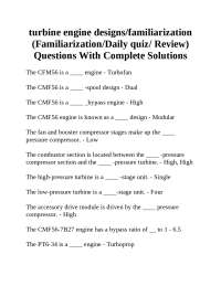 turbine engine designs/familiarization (Familiarization/Daily quiz/ Review) Questions With