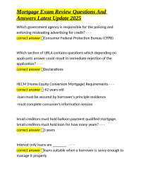 Mortgage Exam Review Questions and Answers: Latest Update 2025