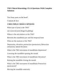 TMJ Clinical Kinesiology Chapter 14: Questions and Answers