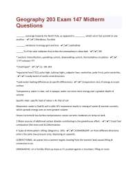 Geography 203 Exam 147 Midterm: Questions and Answers