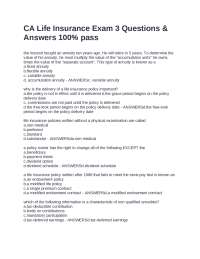 CA Life Insurance Exam 3 Questions & Answers