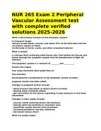 NUR 265 Exam 2: Peripheral Vascular Assessment - Study Guide with Solutions