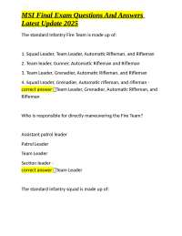 MSI Final Exam: Infantry Tactics and Procedures
