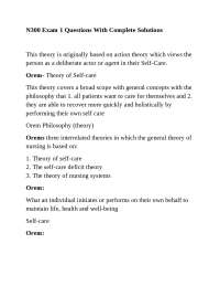 Orem's Self-Care Theory: Exam 1 Questions and Solutions