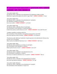 RN Advanced Math Assessment A QUESTIONS WITH VERIFIED ANSWERS 100% PASS GRADED A+