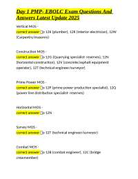 Day 1 PMP- EBOLC Exam Questions And Answers Latest Update 2025