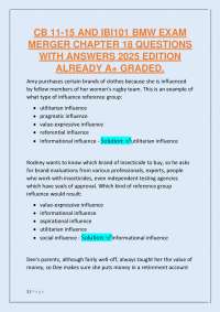 CB 11-15 AND IBI101 BMW EXAM: MERGER CHAPTER 18 QUESTIONS WITH ANSWERS 2025 EDITION