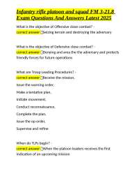 Infantry Rifle Platoon and Squad FM 3-21.8 Exam Questions and Answers