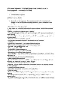 Domande e modalità di orale del seminario dinamiche intrapsichiche e interpersonali