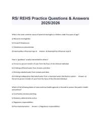 RS/REHS Practice Questions & Answers: Environmental Health