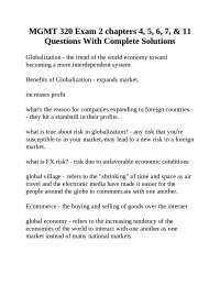 MGMT 320 Exam 2: Globalization, International Business, and Trade