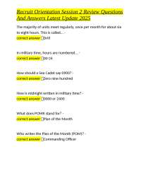 Sea Cadet Recruit Orientation Session 2 Review Questions and Answers
