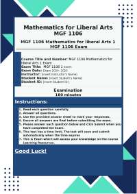 Mathematics for Liberal Arts: MGF 1106 Exam Review Questions