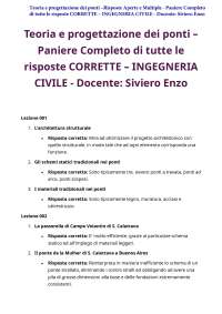 Teoria e progettazione dei ponti –Risposte Aperte e Multiple - Paniere Completo di tutte l