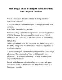 Med Surg 3 Exam 1 Sherpath Lesson Questions and Answers