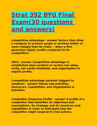 Strategic Management Concepts: A BYU Strat 392 Final Exam Review