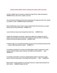 Animal Control Officer Basic Training Exam: Questions and Answers