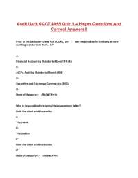 Audit Uark ACCT 4963 Quiz 1-4 Hayes Questions And Correct Answers
