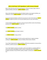 HCA 1110 Final Exam Review: 139 Questions and Answers for Healthcare Professionals