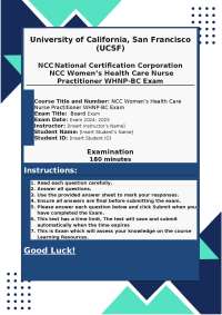 NCC Women's Health Care Nurse Practitioner WHNP-BC Exam Review Questions and Answers