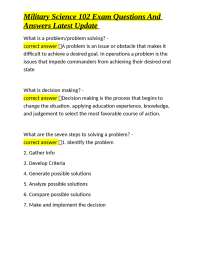 Military Science 102 Exam: Key Concepts and Principles