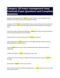 Category 1B Insect management Iowa Pesticide Exam Questions and Complete Solutions