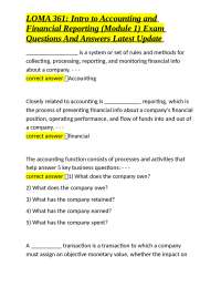 LOMA 361: Intro to Accounting and Financial Reporting (Module 1) Exam Q&A