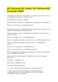 AP Calculus BC Exam Review: Key Concepts and Derivatives