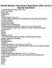 World History Final Exam Questions with Correct Solved Solutions