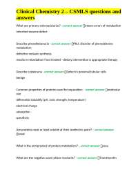 Clinical Chemistry 2: CSMLS Questions and Answers