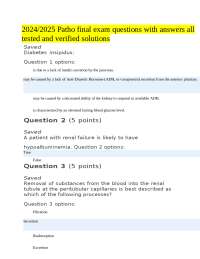 Pathophysiology Final Exam Questions and Answers: 2024/2025