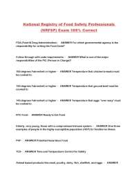 Food Safety Exam Questions and Answers: FDA Food Code and Best Practices