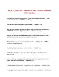 HCM 2110 Exam 3 Questions And Correct Answers 100% Verified