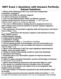 INSY Exam 1 Questions with Answers Perfectly Solved Solutions