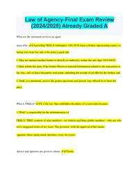 Texas Real Estate License Act (TRELA) - Agency Law: Final Exam Review