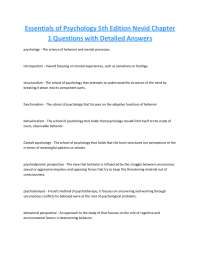 Essentials of Psychology 5th Edition Nevid Chapter 1 Questions with Detailed Answers