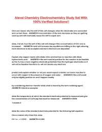 A-Level Chemistry Electrochemistry Study Set: Questions and Answers