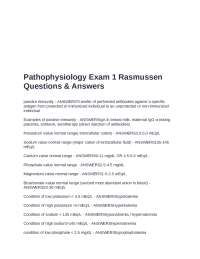 Pathophysiology Exam 1 Rasmussen: Questions & Answers
